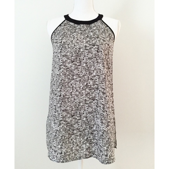 NWOT Kenneth Cole Halter Top Blouse Size M Sleeveless Sequin Print Gray Black - Picture 2 of 9